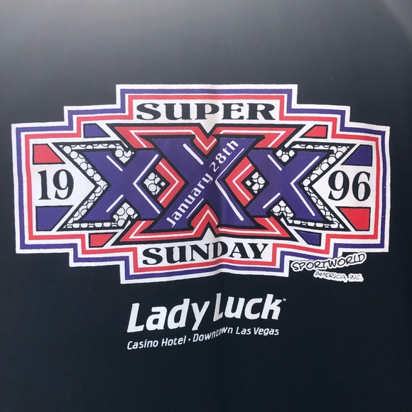 1996 Super Bowl XXX Lady Luck Casino Party With Me Shirt XL - Picture 2 of 7